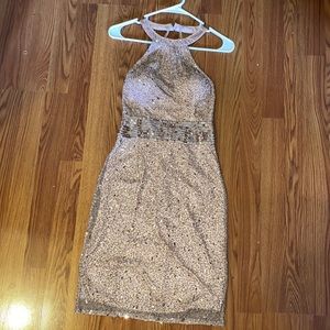 Ashley Lauren Rose Gold Sequin Cocktail dress